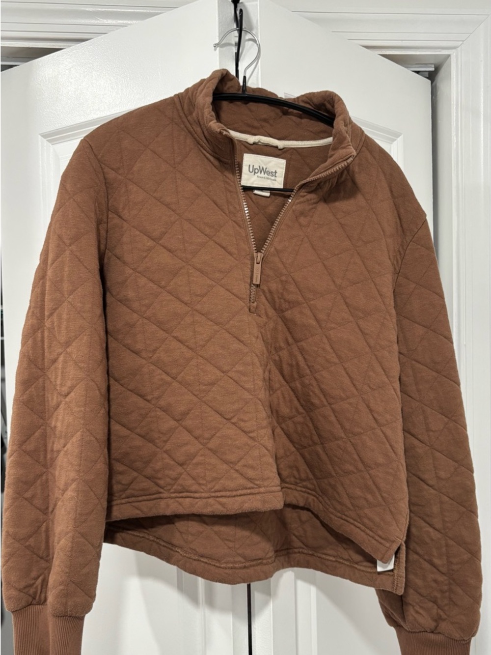 UpWest Quilted Half-Zip Pullover Jacket - Chestnut Brown